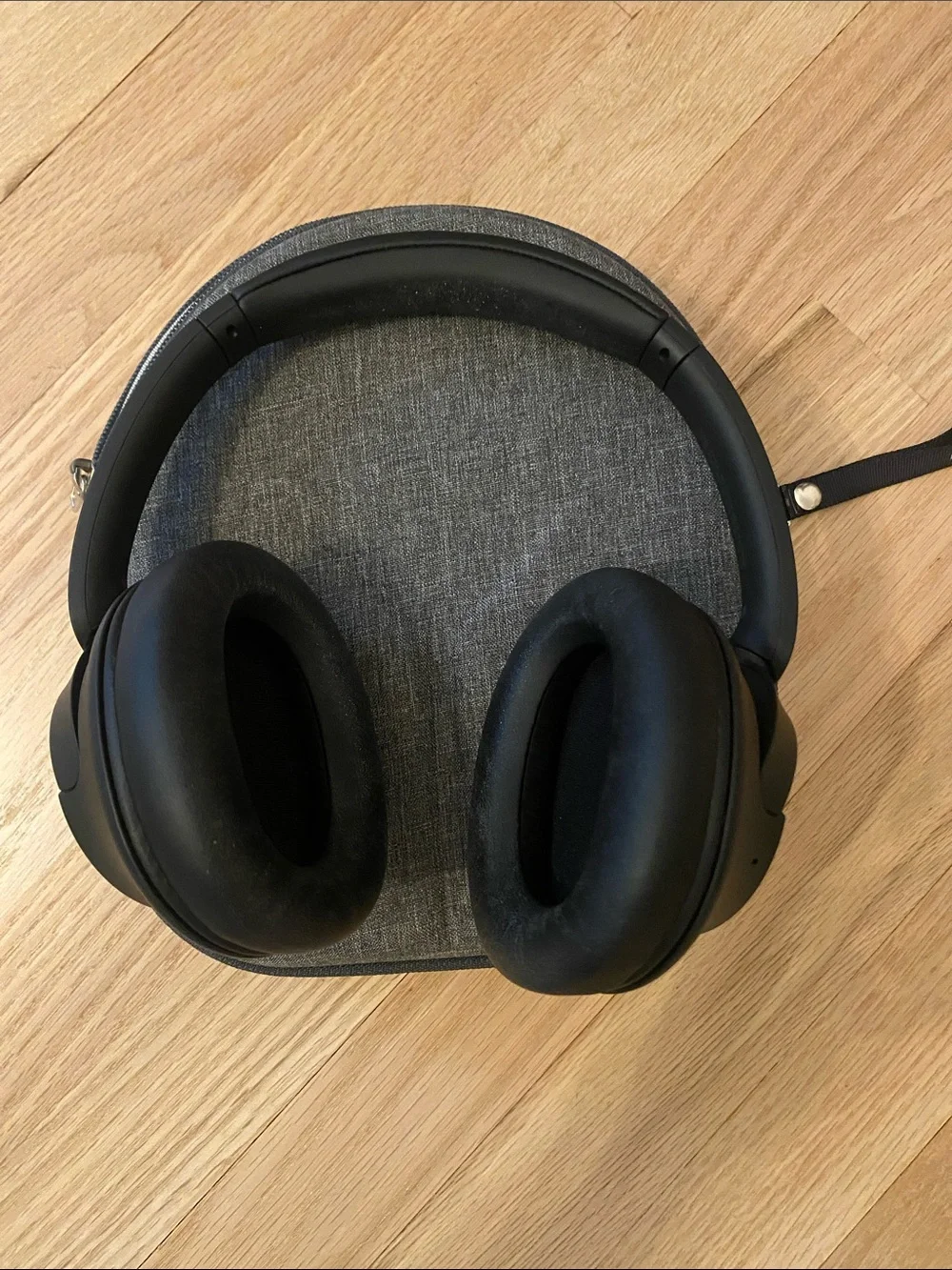 Sony Matte Black Over-Ear Headphones with Cushioned Ear Pads with case